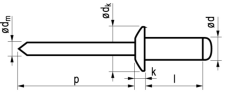 Blindklinknagel aluminium/staal open type/bolkop