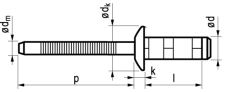 Blindklinknagel maxigrip, platbolkop, rvs huls / rvs pen