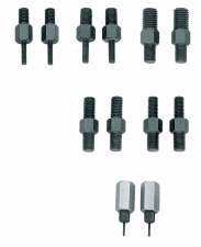 Set draadeind-adapters voor één- en tweegats toepassingen, elk 2 stuks