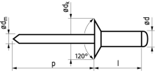 Blindklinknagel aluminium/staal open type/verzonken kop