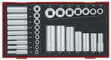 Doppenset Tc-tray 32dlg AF 1/4+3/8 kort lang