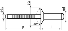 Blindklinknagel RVS (A2)/RVS (A2) open type/verzonken kop