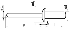 Blindklinknagel staal/staal open type/bolkop