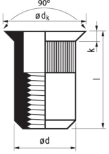 Blindklinkmoer MASTERGRIP aluminium  open type/verzonken kop