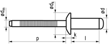 Blindklinknagel RVS (A2)/RVS (A2) open type/bolkop