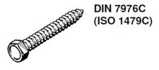 Plaatschroef zeskantkop DIN 7976C, rvs A2