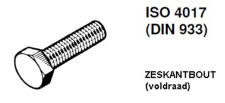 Zeskanttapbout DIN933 inox A4