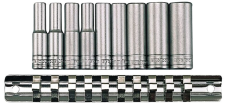 Doppenset op rail 1/4" lang 4-13 mm 9 dlg