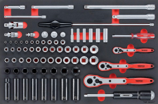 Doppenset en acc. 1/4",3/8" en 1/2" 77dlg EVA-tray