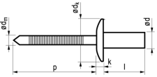 Blindklinknagel gas- en waterdicht, platbolkop, rvs huls / rvs pen