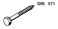 Houtdraadbout DIN571 inox A2 met 3-delige sluitschelp