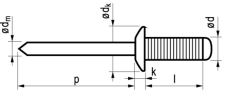 Blindklinknagel aluminium/staal gegroefd/bolkop