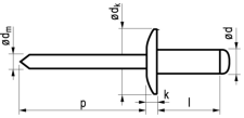 Blindklinknagel aluminium/staal open type/grote bolkop