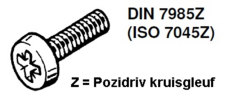 Metaalschroef bol pozidriv DIN 7985Z, rvs A2